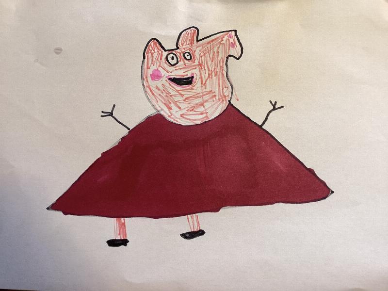 en flot tegning af Gurli gris