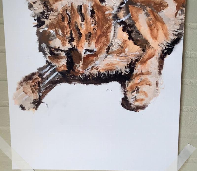 Et detaljeret maleri af en kat