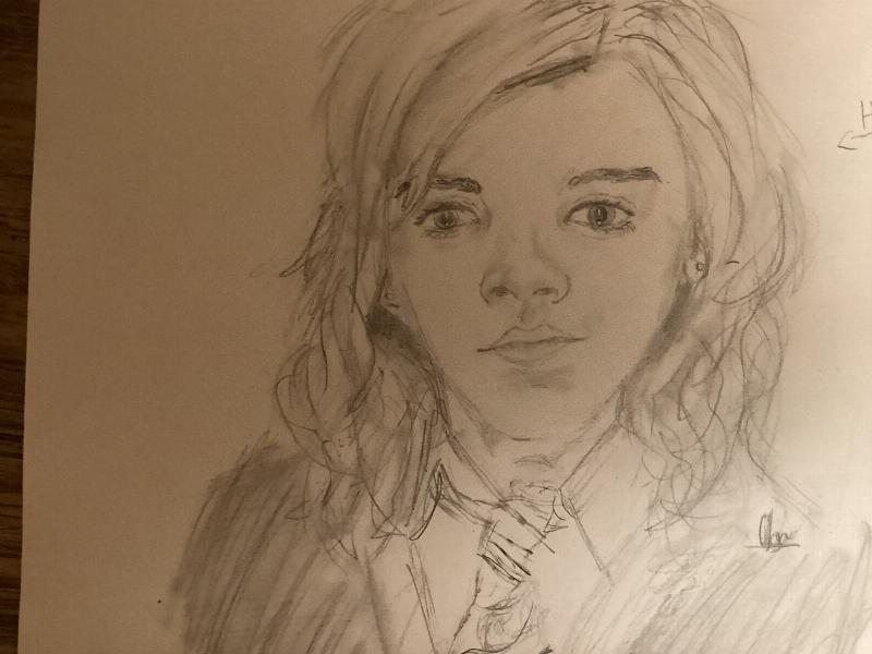 en blyant tegning af hermione granger